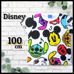 新品【Disney】ディズニー 総柄 Tシャツ《100》白 半袖 綿100% 夏