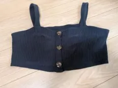 【GU】黒 リブ編み ビスチェ L