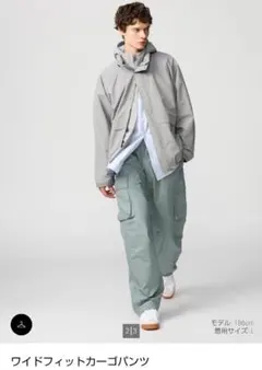 UNIQLOC　ユニクロシー　ワイドフィットカーゴパンツ　ブラック　S　黒