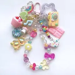 ビーズストラップ カラフルうさぎ スマホストラップ じゃらじゃらキーホルダー