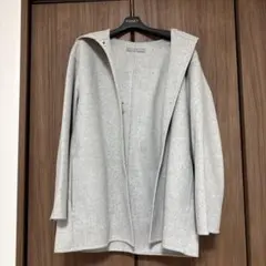 theory luxe フード付きグレーウールコート