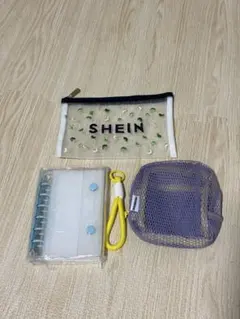 SHEIN ポーチ ファイル 手帳ケース カードケース 紫 黄色 青 小物収納