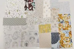 [56]綿プリント生地　ハギレ18枚セット　パッチワーク　まとめ売り