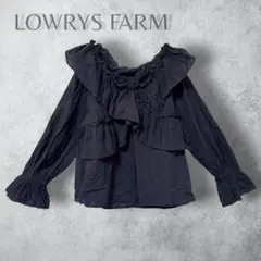 【LOWRYS FARM】　フリルクロスギャザーブラウス　2way 黒　フリーのサムネイル