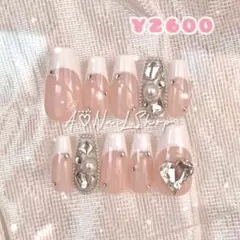 ネイルチップ ハート ちゅるん ワンホン 韓国 地雷系 量産型 フレンチガーリー