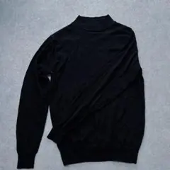 無印良品　婦人　洗えるウールハイゲージハイネックセーター　黒　L