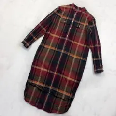 ポロバイラルフローレン　ノーカラー　プルオーバー　ワンピース　チェック XS相当