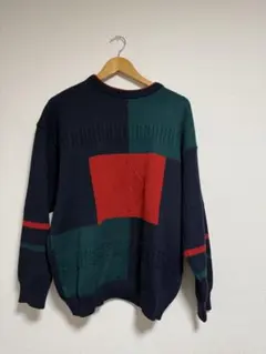 【レトロ古着】POHLAND 3D編み マルチカラー ニットセーター 90s
