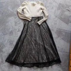 tocco closet 切り替えレース ドッキングワンピース 袖口パール