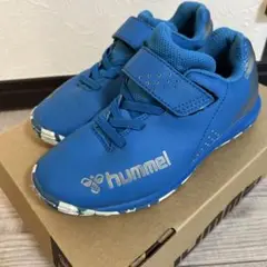 hummel 青 スニーカー ベルクロ　サッカー　トレシュー 19.5