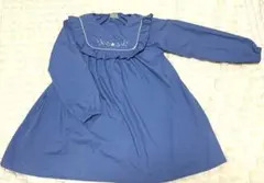 シーズンリーズン　120 刺繍　ワンピース　ブルー　星　リボン　女の子　長袖