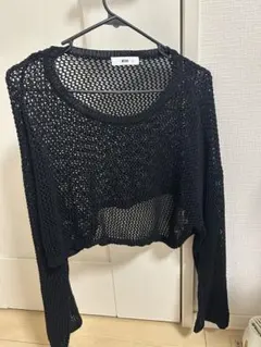 WEGO メッシュ クロップド丈 長袖 ブラックのサムネイル