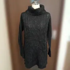 SHOO-LA−RUEブラック タートルネック ロングニットセーター♡サイズМ