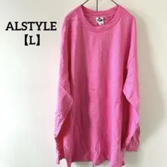 ALSTYLE 【L】ピンク 長袖カットソー Tシャツ レディース ゆったり