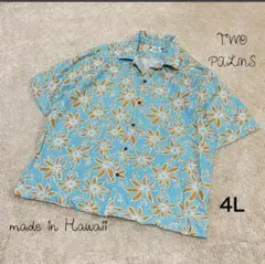 HAWAII 製 アロハシャツ オープンカラー 総柄 TWO PLAMS 4Lのサムネイル