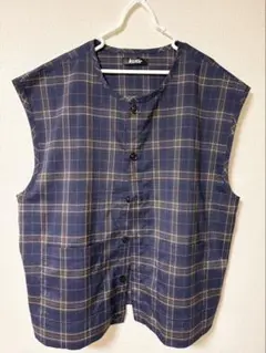 kutirネイビー系チェック ベスト