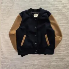 90s Vintage風 スタジャン バイカラー ストリート アメカジ ウール調