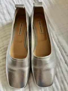 ファビオルスコーニ　スクエアフラットシューズ　シルバー　37 ❗️1/6まで不在