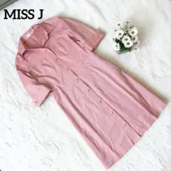 新品✨ MISS J 定価2.7万　シャツワンピース　ピンク　ロゴ刻印ボタンのサムネイル