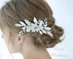 ウェディング　ヘッドドレス　シルバー　結婚式　ブライダルヘアアクセサリーA