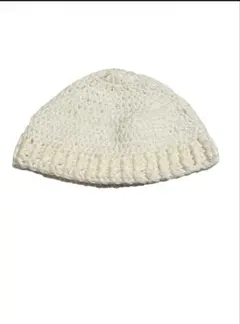 ホワイト ニット帽 クローシュ型