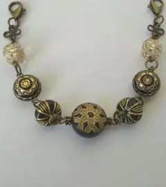 ハンドメイド 和柄ブラック 羽織紐/和装小物