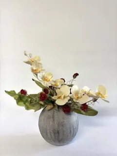 高級アートフラワー、シンビジューム、マーキュリー、野葡萄、上品