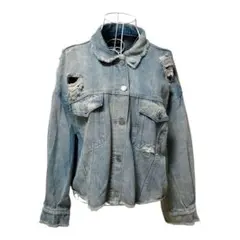 one way ダメージデニムジャケット M アウター　ジージャン　レディース