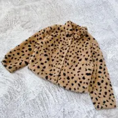 ボアジャケット ふんわり ファーコート ヒョウ柄 ブラウン ショート丈 綺麗め