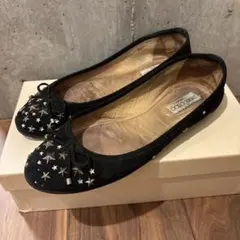 JIMMY CHOO ブラック フラットシューズ 38