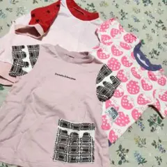 ハンドメイド中古服★ピンク系　半袖　90サイズのサムネイル