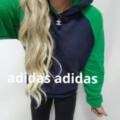 A11708 adidas♡訳あり商品 バイカラーパーカー 色味がめちゃかわいい