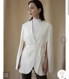 処分価格　anuans ミドルレングススリットスリーブジャケット （IVORY）