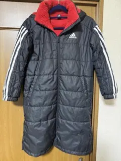 adidas フード付きベンチコート 黒/赤　130センチ