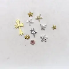 【今だけ価格】ネイルパーツ　クロス　亀　夏　ヒトデ　海　シルバー　ゴールド　貝殻のサムネイル