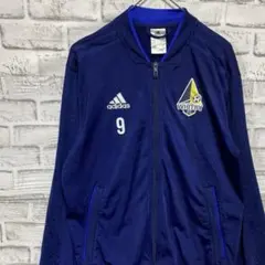 アディダス ジャージ　トラックジャケット　ブルーM ロゴ刺繍819