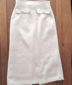 ルクールブラン　ツイード タイトスカート　アイボリー　【38】