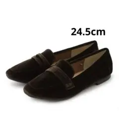 シューラルー やわらか起毛ローファー ブラウン 24.5cm