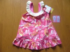 90 新品 ampersand フリル フルーツ柄 ワンピース 水着