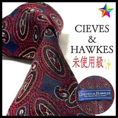 未使用級✨CIEVES&HAWKES ネクタイ 光沢 ペイズリー