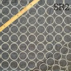 SR2 刺繍 シーチングリネン 幅129cm×50cm 藍色 輪っか模様