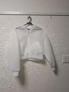 エレンディーク　メッシュボンディングブルゾン　白　ホワイト　シアーアウター