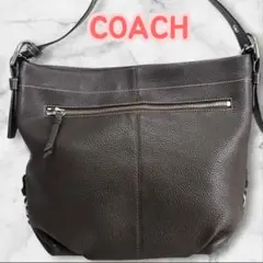 【美品】COACH コーチ ショルダーバッグ ダッフル チャーム付き　シボ