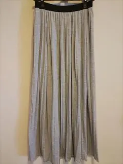 GU ジーユー ライトグレー プリーツスカート ウェストゴム M