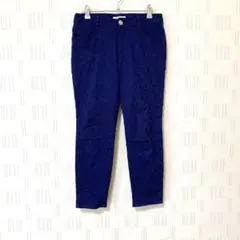 エニィファム anyFam クロップドパンツ　レース　青　カジュアル　2シンプル