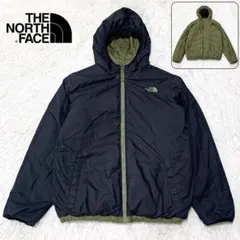 【2WAY】ザノースフェイス リバーシブル ナイロンジャケット 中綿 黒×カーキ