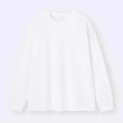 【名品】GU/ジーユー ドライポンチT(長袖) ホワイト L