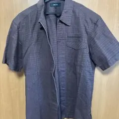 COMME CA ISM 半袖シャツ チェック柄 ジップアップ L