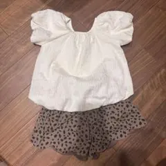 （C19）ブリーズ　ダルメシアン柄パンツ　白ブラウス　セット　100のサムネイル