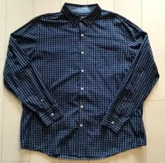 CHAPS ネイビー系チェック 長袖シャツ XL